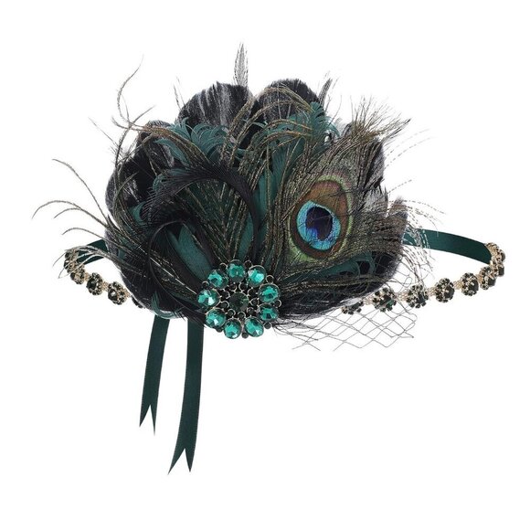 Women Flapper Headpiece Rhinestone Feather 1920s Gatsby Headband Accessories